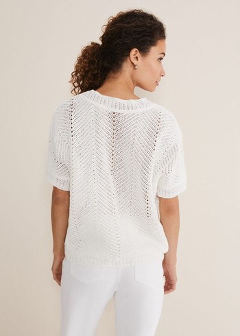 Phase Eight Avas Crochet Knitwear White Australia | RW4630985